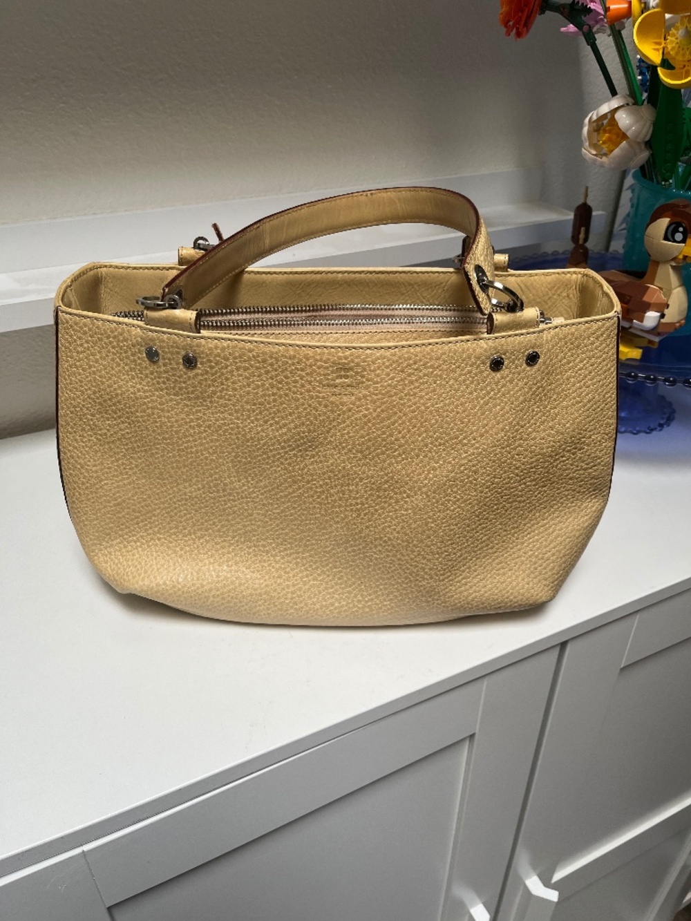 Kate Spade New York Mustard Tan Pebbled Leather Large Tote Shoulder Bag